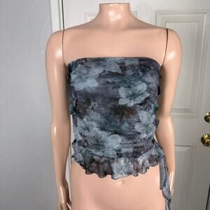 Vintage Y2K Shirt Rebellious One M Strapless Mesh Tank Tube Top USA Made Y4-11